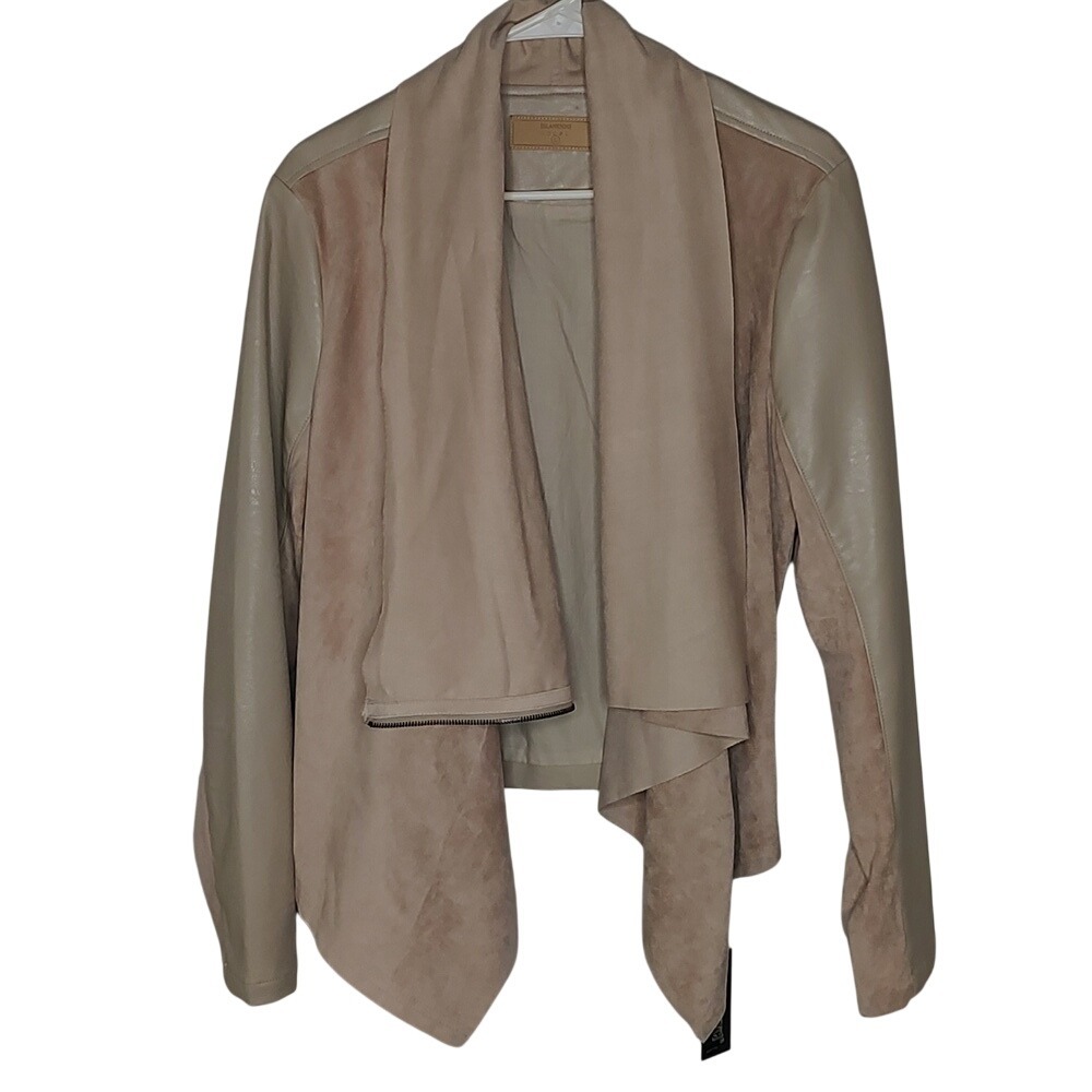BlankNYC Faux Leather and Suede Drape Zip Jacket Size L